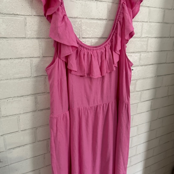 AVA & VIV Pink Ruffle Linen Empire Waist Dress - Picture 5 of 10